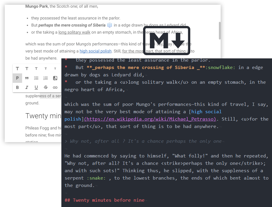 Screenshot : document in Markdown language